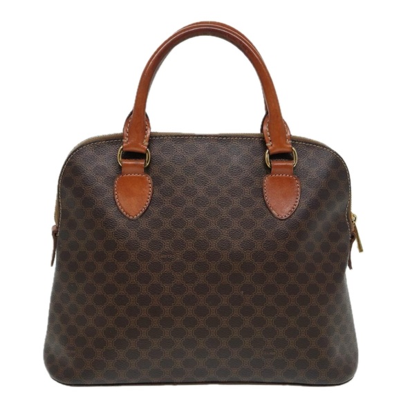 CELINE Macadam Canvas Hand Bag PVC Leather Brown Gold Auth 87042 - Picture 2 of 16